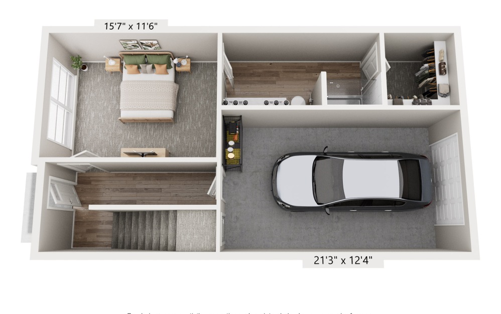 A1 - 1 bedroom floorplan layout with 1.5 bathroom and 1215 square feet (Floor 1)