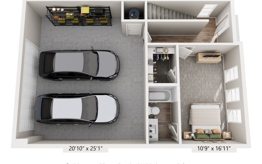 B2 - 2 bedroom floorplan layout with 2 bathrooms and 1447 square feet (Floor 1)