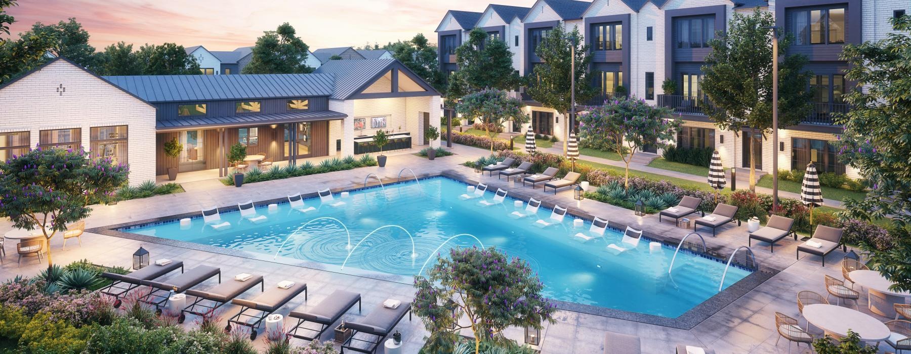 a swimming pool in a backyard